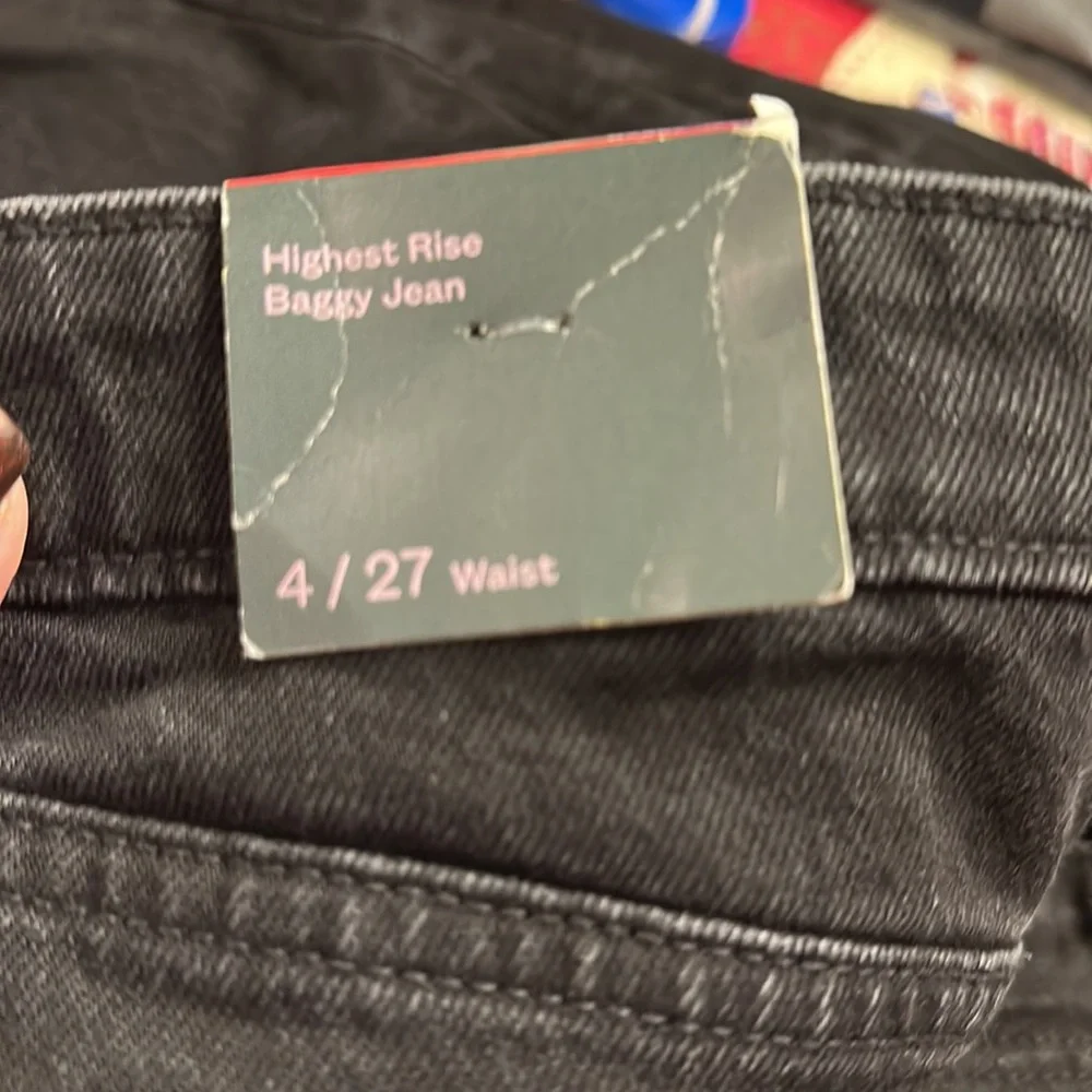 Super-High Rise Distressed Baggy Jeans - Wild Fable™ Black Wash - Picture 14 of 16